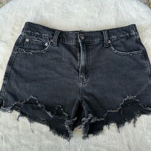 Aerie black elastic waist Jean shorts